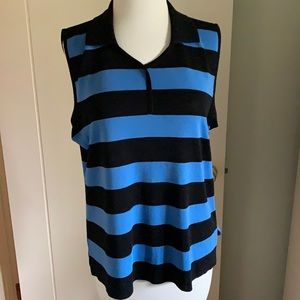 Misook blue and black striped top